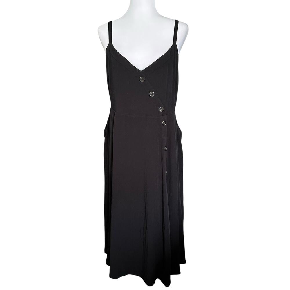 Torrid Dress  Midi Asymmetrical Buttons Pockets Smocked Adjustable Straps XL
